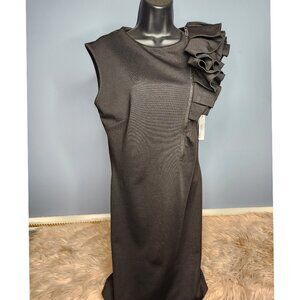 NWT STUNNING FRILL SHOULDER BODYCON DRESS BY TUCK-LARGE